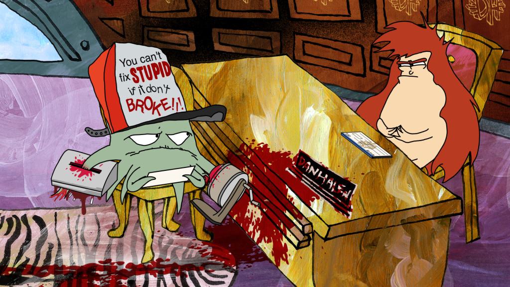 Early (Unknown Hinson) has begun purposely dismembering himself to defraud his job’s insurance policy for meager amounts of money. Squidbillies returns to Adult Swim for an eighth season on September 21st at 11:45 p.m. (ET, PT).