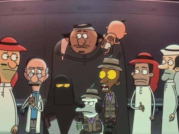 The characters are trapped inside an elevator