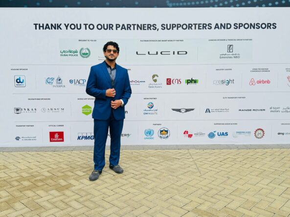 Uzair Merchant attends the World Police Summit in Dubai.