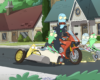 Solar Opposites on a motorcycle